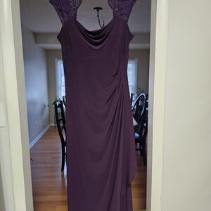 MSK Deep Purple Maxi Dress with Lace
